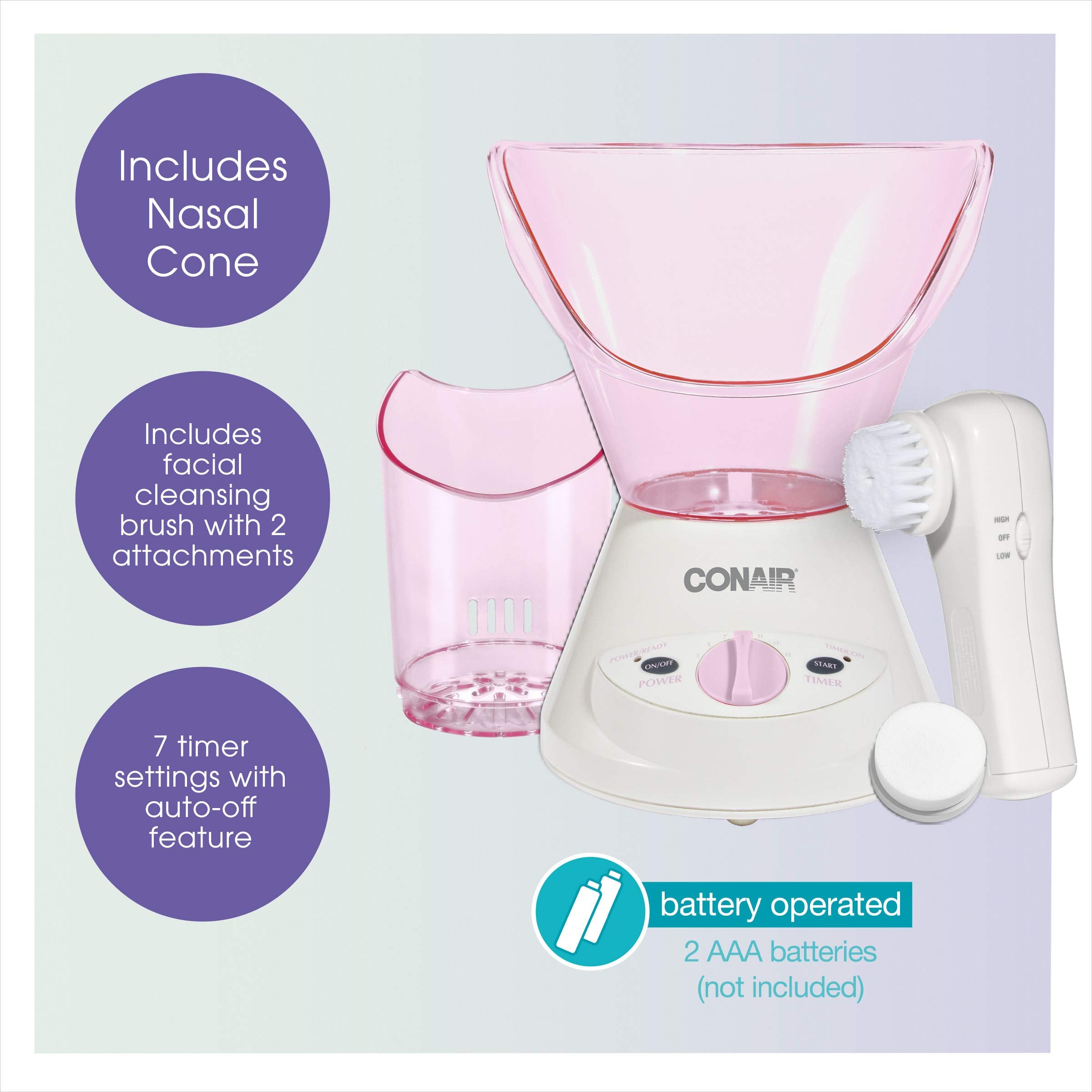 Conair True Glow rotating brush bristles close-up, thorough cleansing benefit