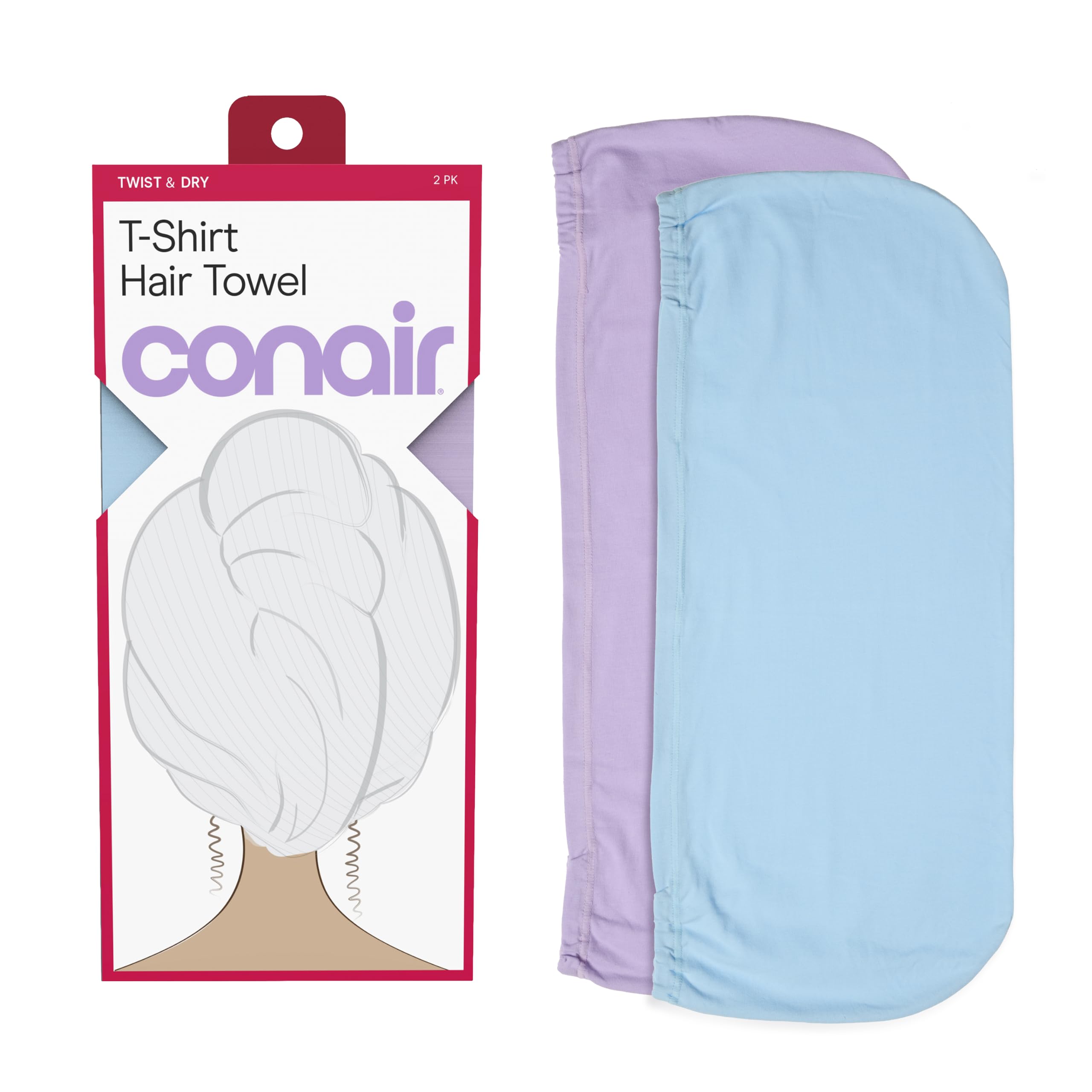 Conair front packaging showing two towels for easy rotation and convenience