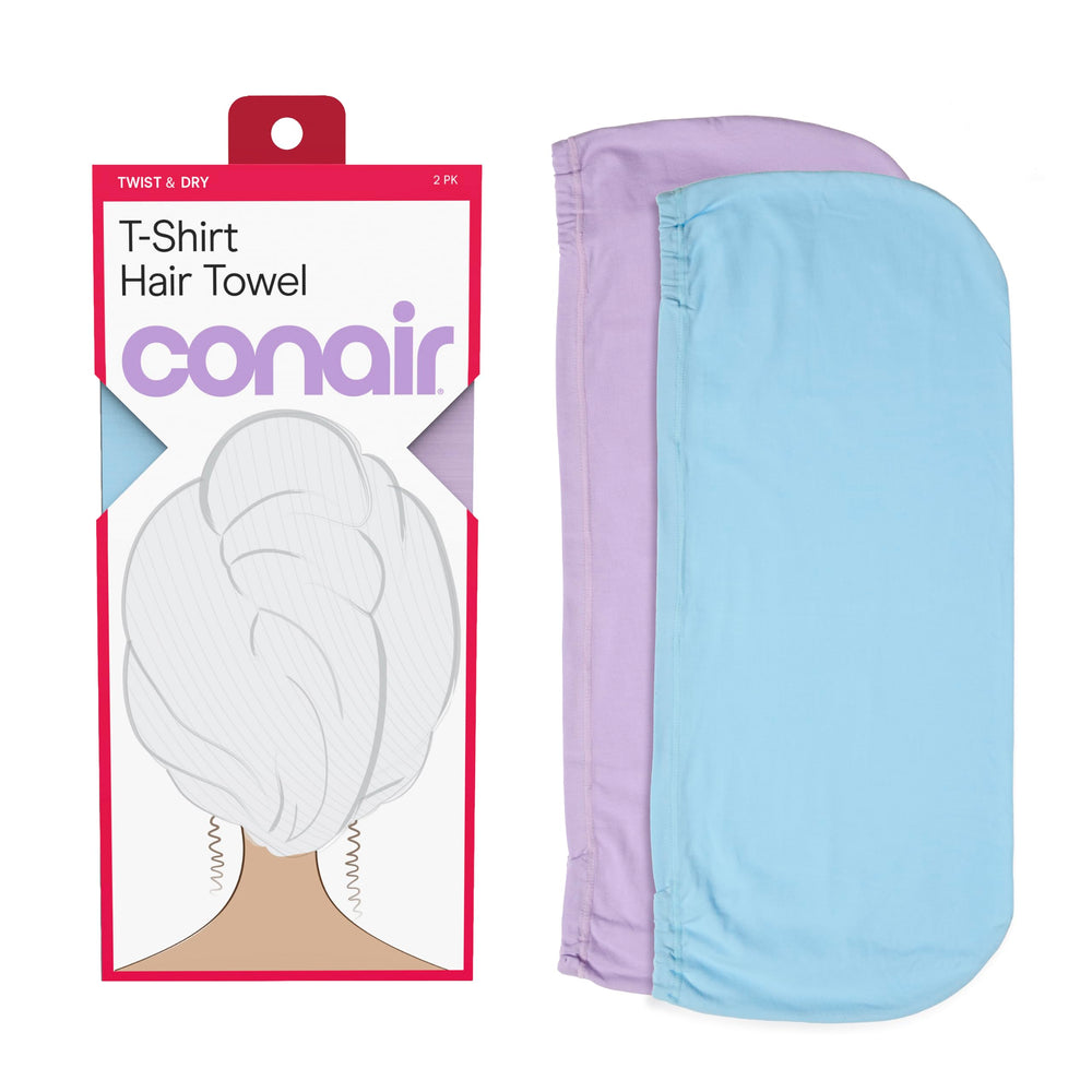Conair front packaging showing two towels for easy rotation and convenience