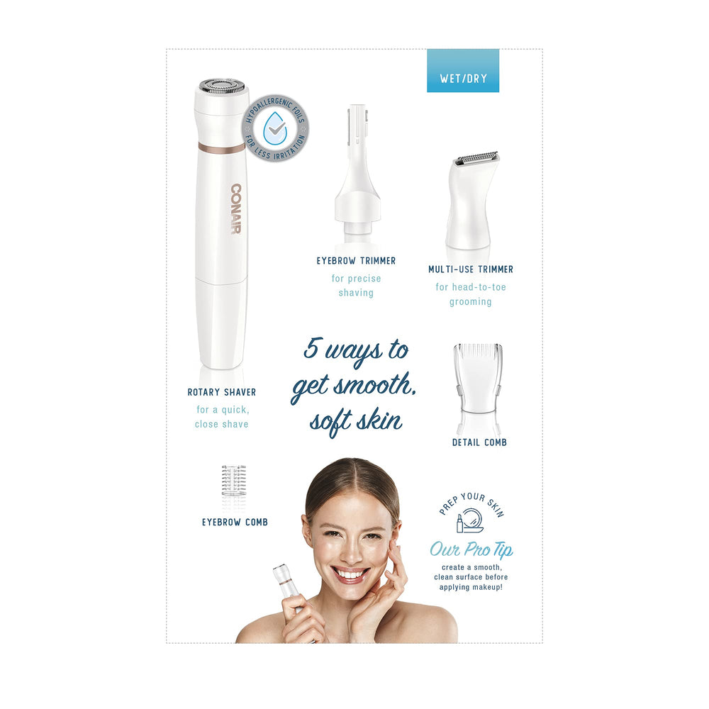 Conair trimmer being used in shower showing wet/dry convenience and rinseability