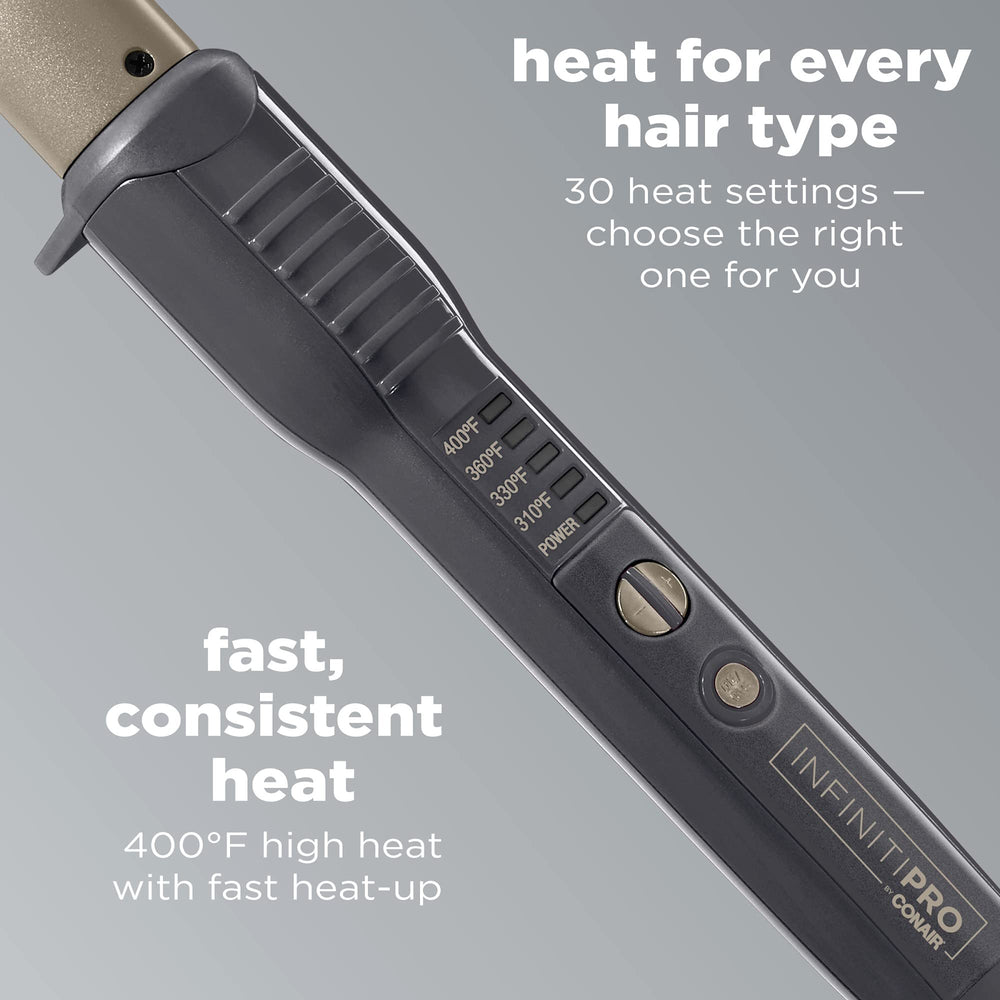 Conair You Curl LED heat controls displaying settings for precise temperature selection