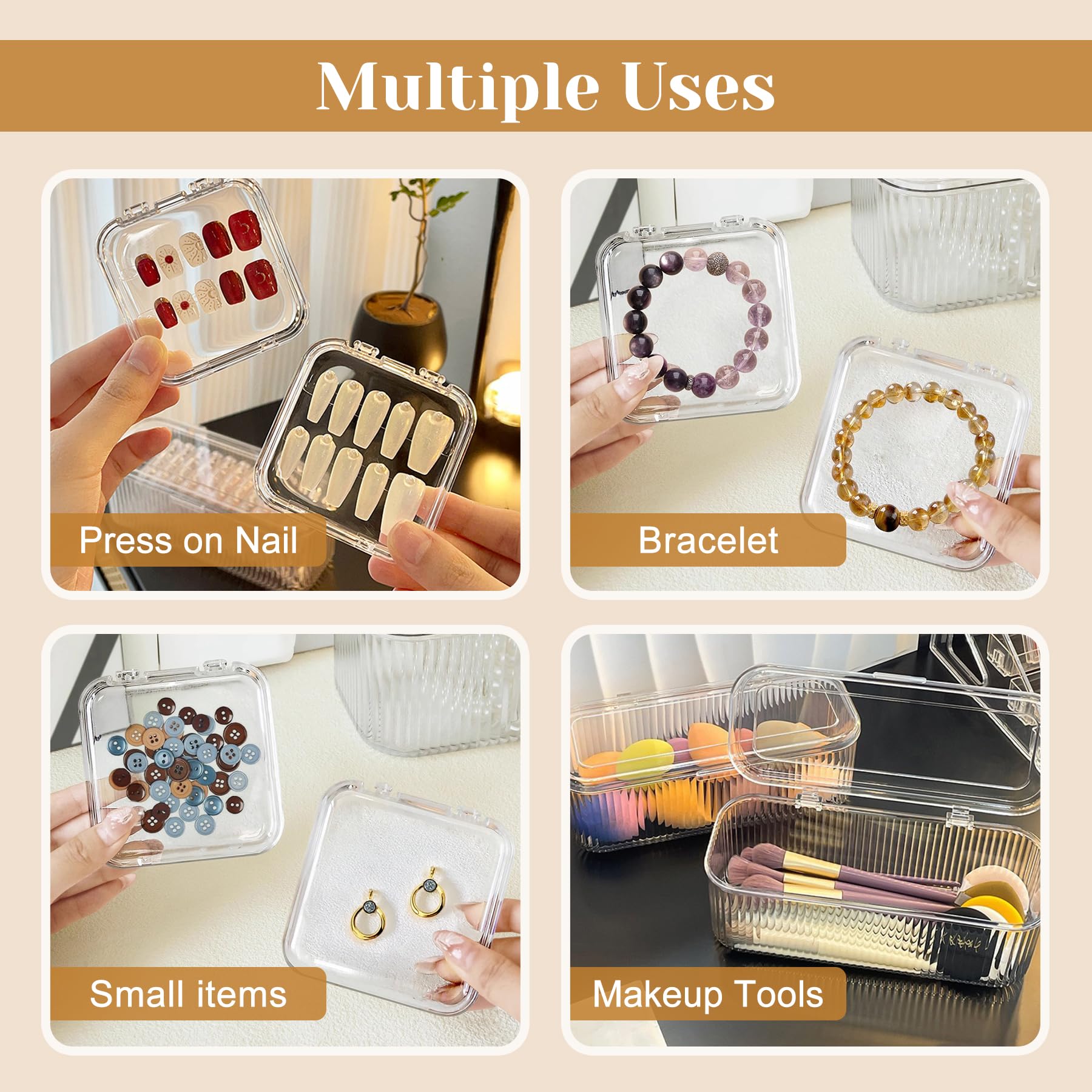 CONBOLA scale comparison with hand demonstrating compact portable nail cases
