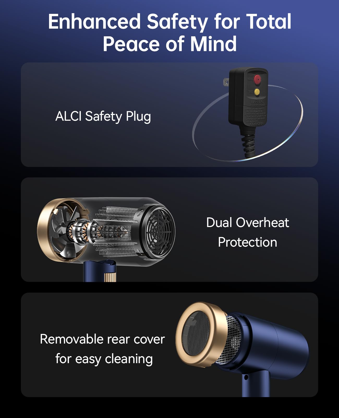 CONFU hair dryer roller slide control closeup for fine airflow control benefit