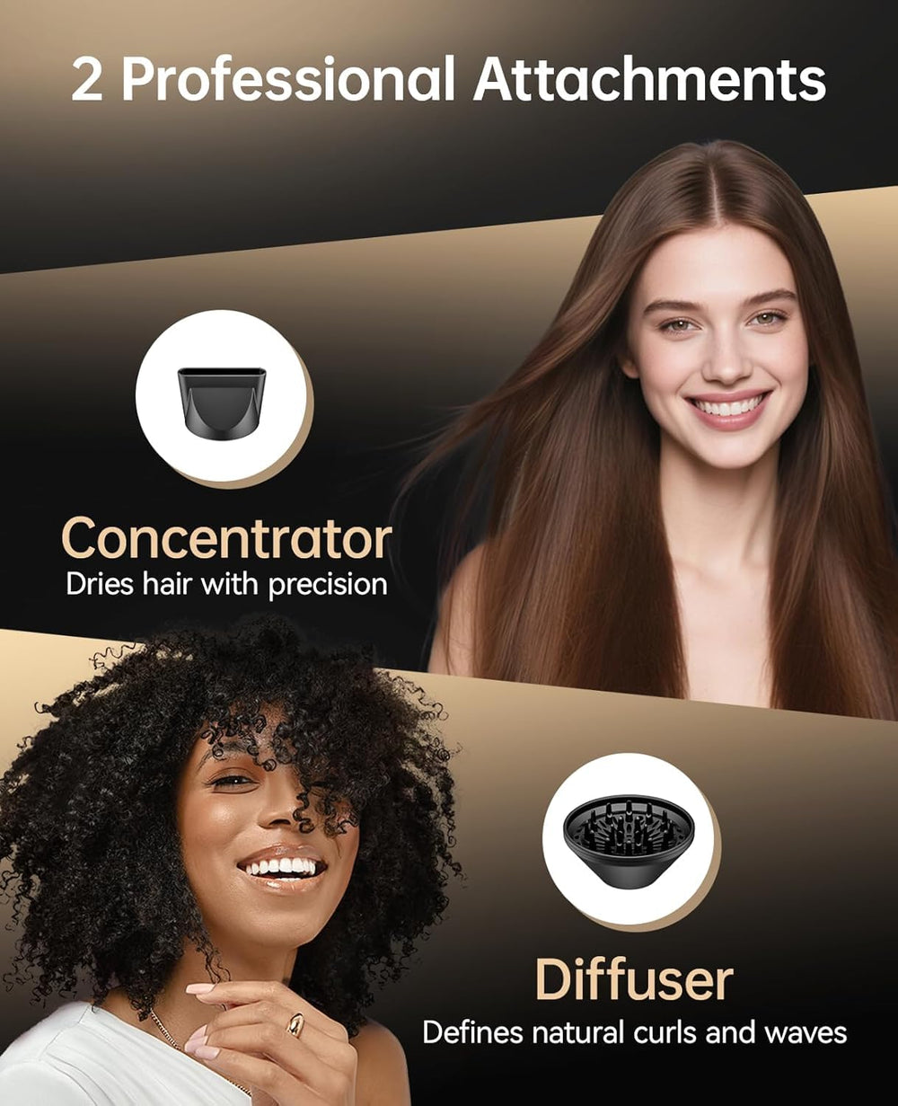 CONFU hair dryer next to water bottle size comparison for portability benefit