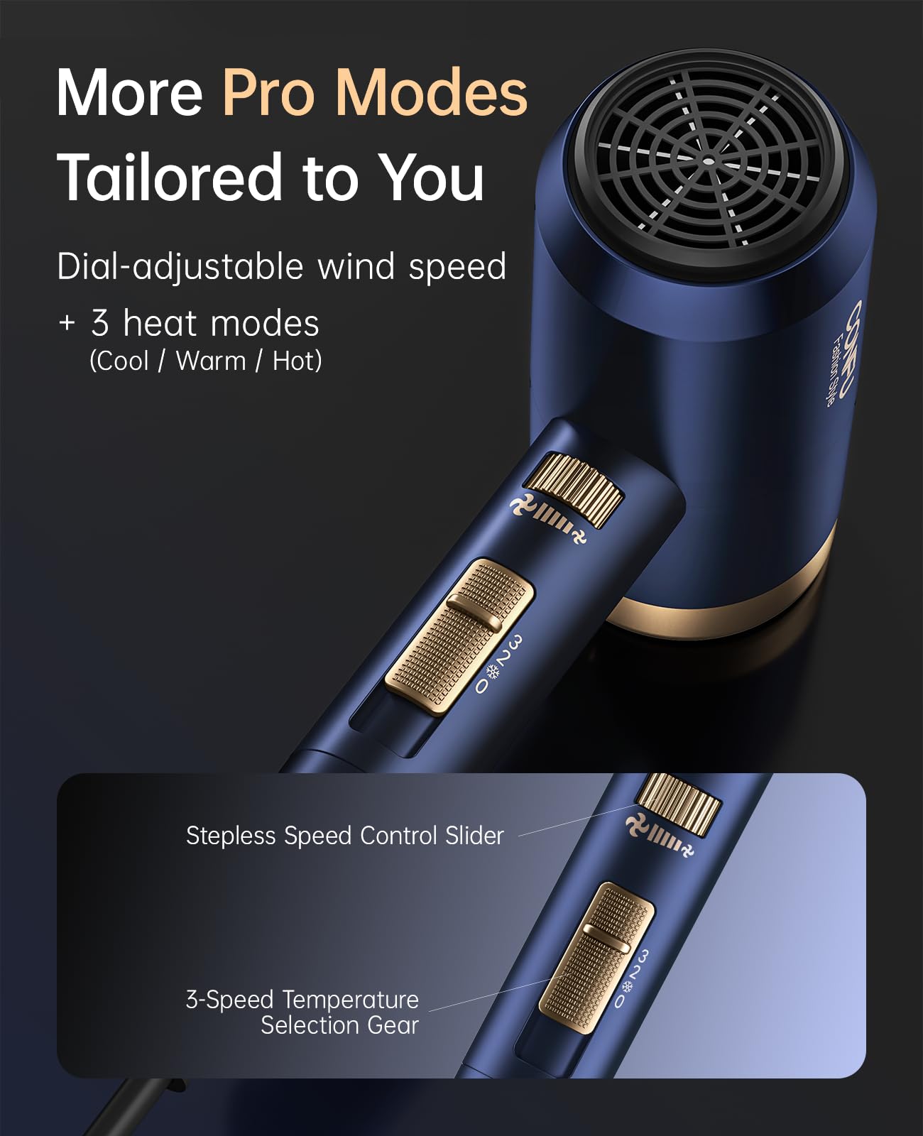 CONFU hair dryer held in hand showing compact lightweight travel benefit