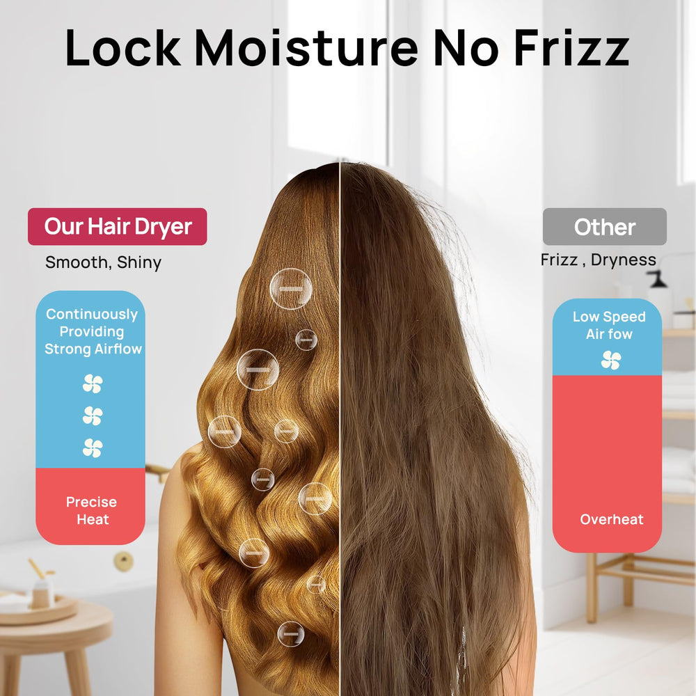 CONFU hair dryer comb nozzle in use detangling and smoothing thick hair