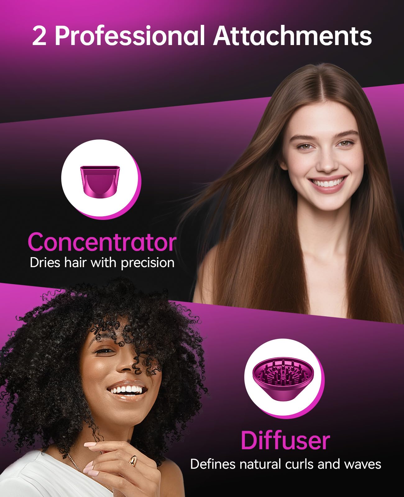 CONFU hair dryer held in hand to show lightweight, travel-friendly size and balance