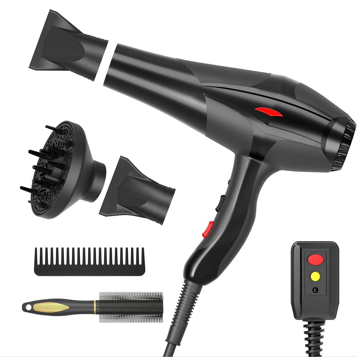 Conhaze hair dryer front view showing controls and powerful performance