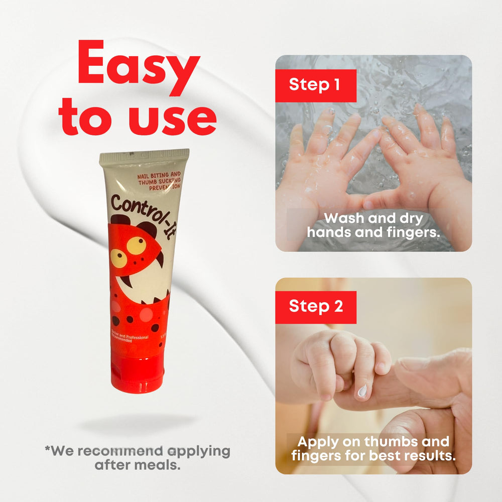 Control-It child applying cream with parent supervision demonstrating safe use