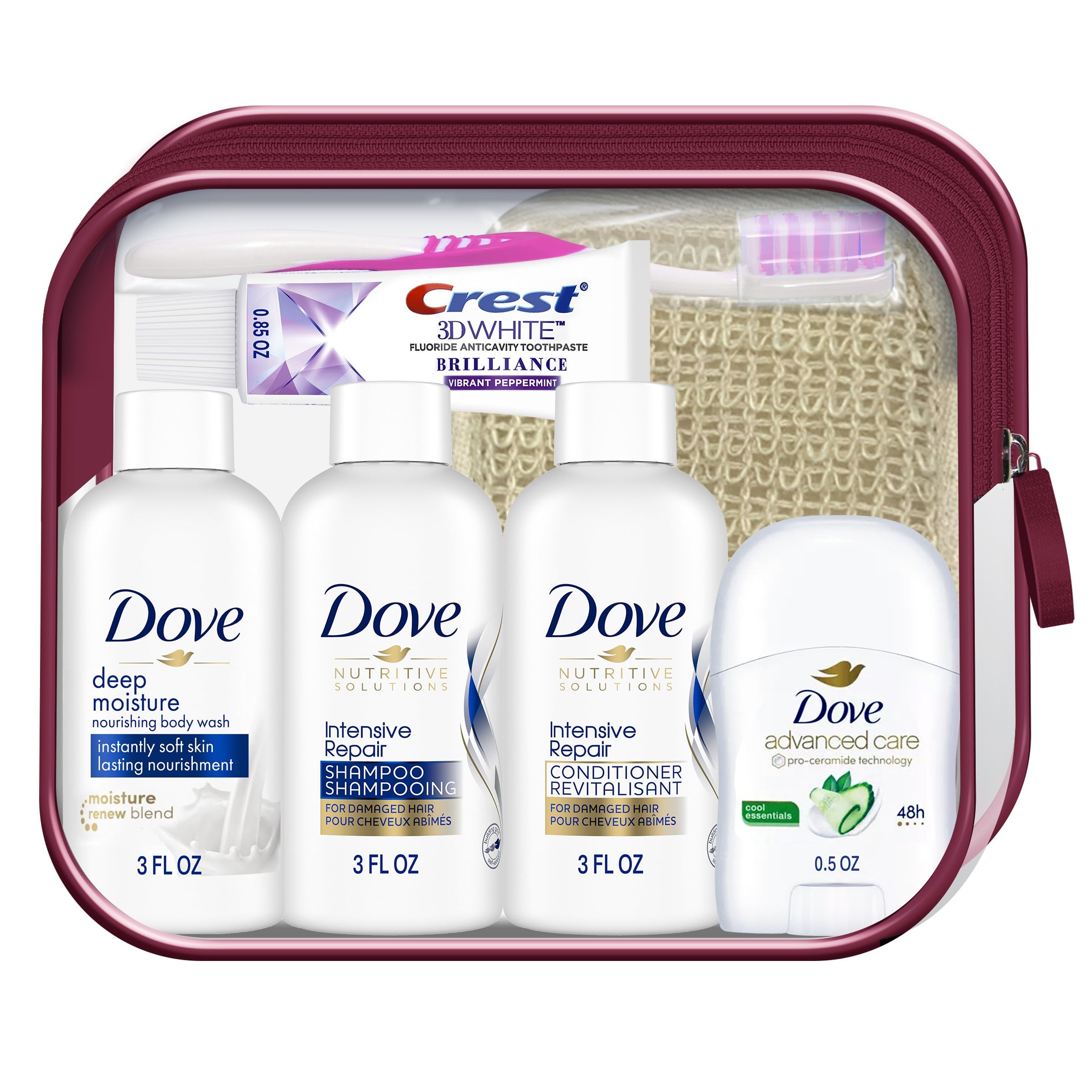 Toothbrush with cover and Crest toothpaste showing oral care convenience.