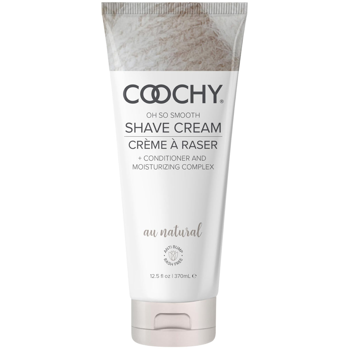 Coochy front packaging showing bottle and label for gentle shave