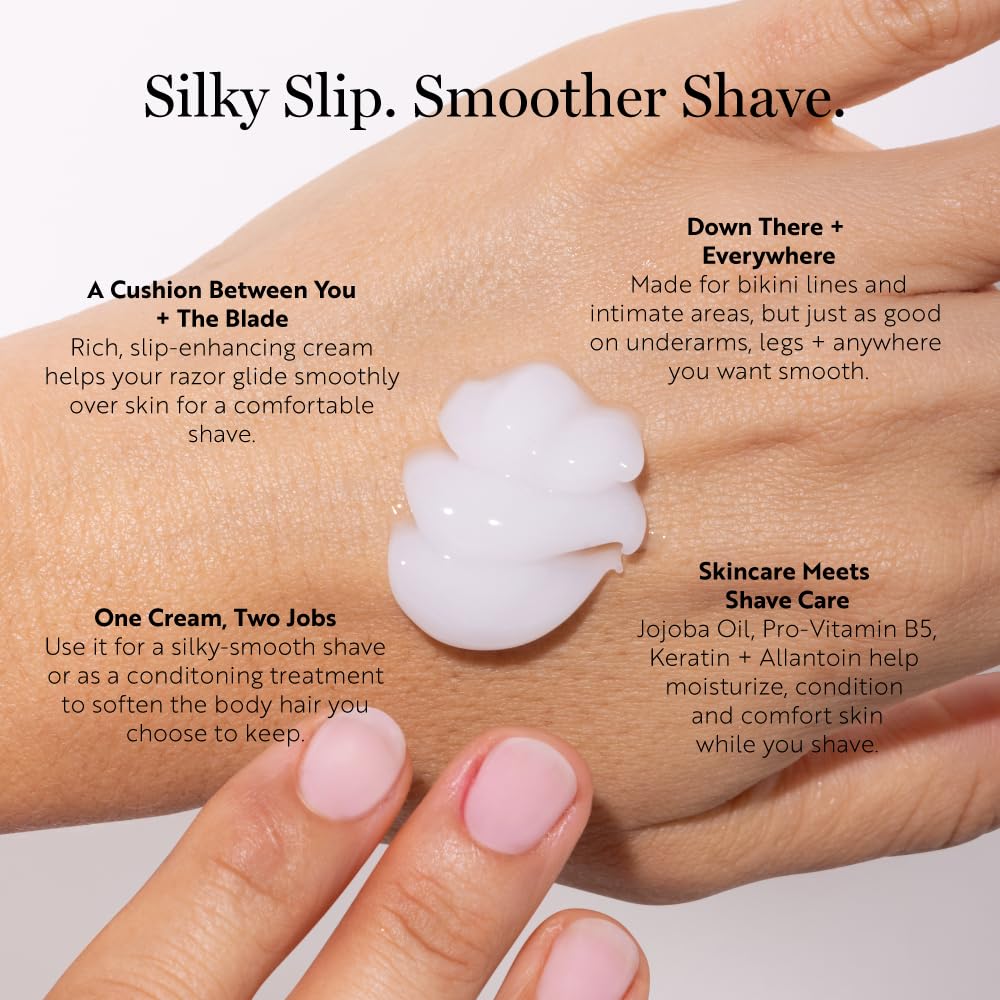 Coochy applied to bikini area illustrating gentle shave protection and comfort