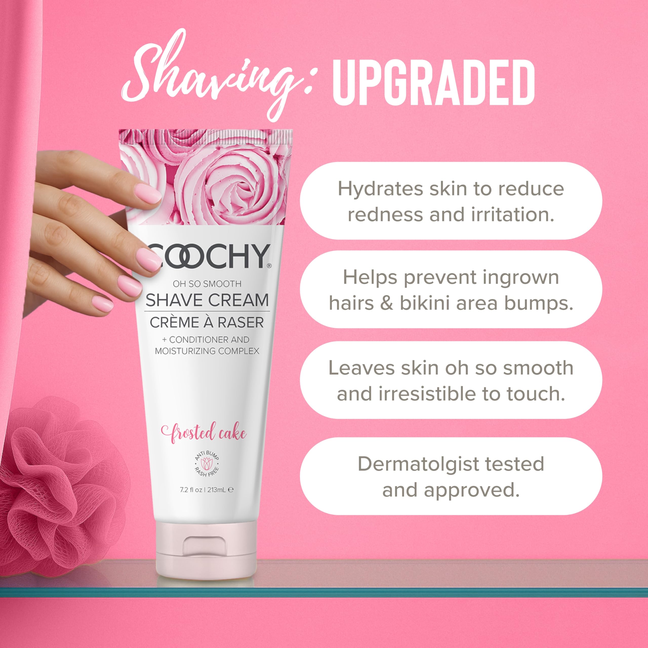 Coochy open cap showing creamy texture for easy razor glide