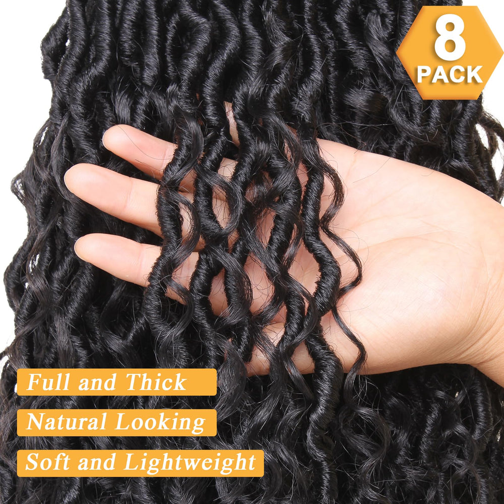 COOKOO model wearing full-head goddess locs showing style and confident finish
