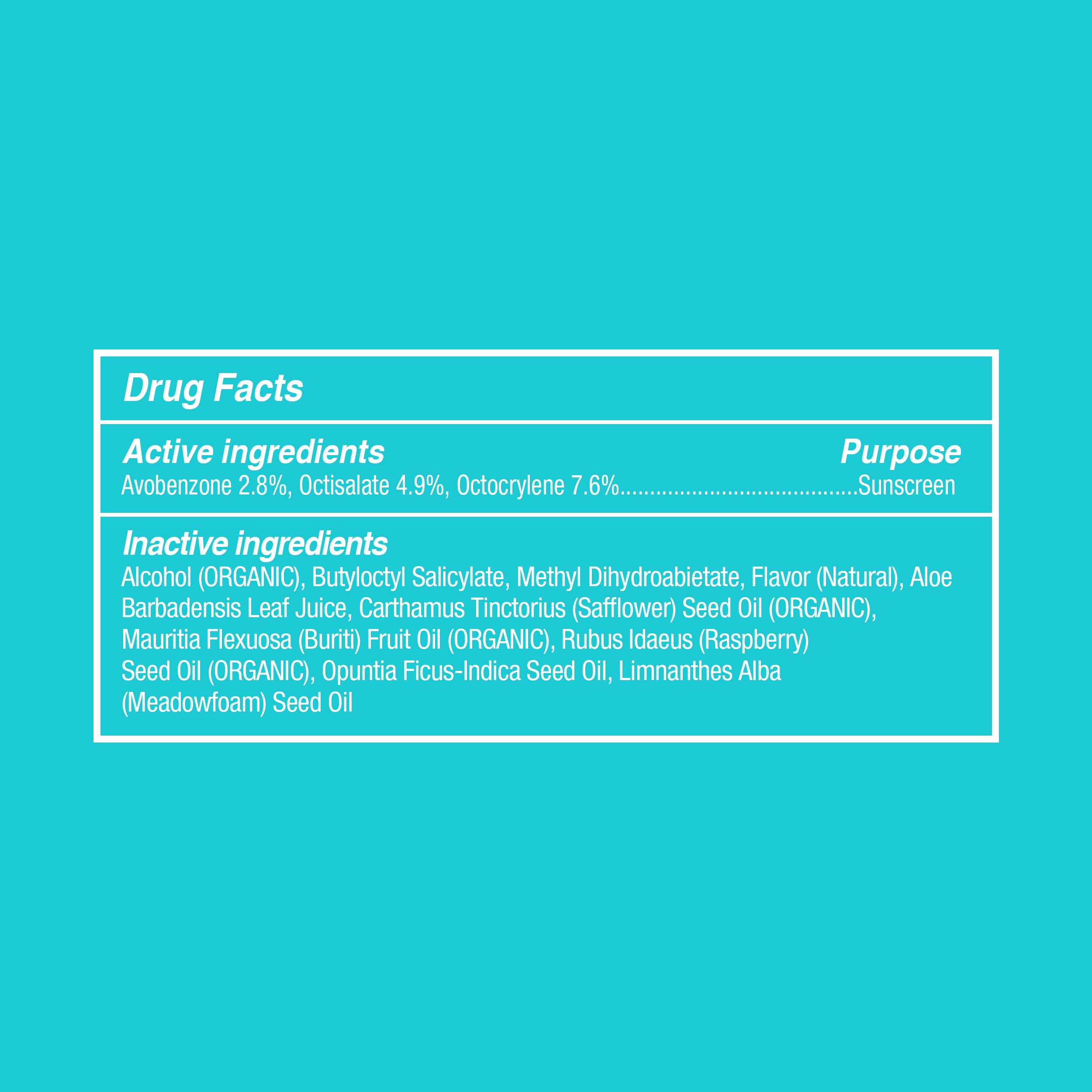 COOLA back label showing directions and ingredients for informed safe use