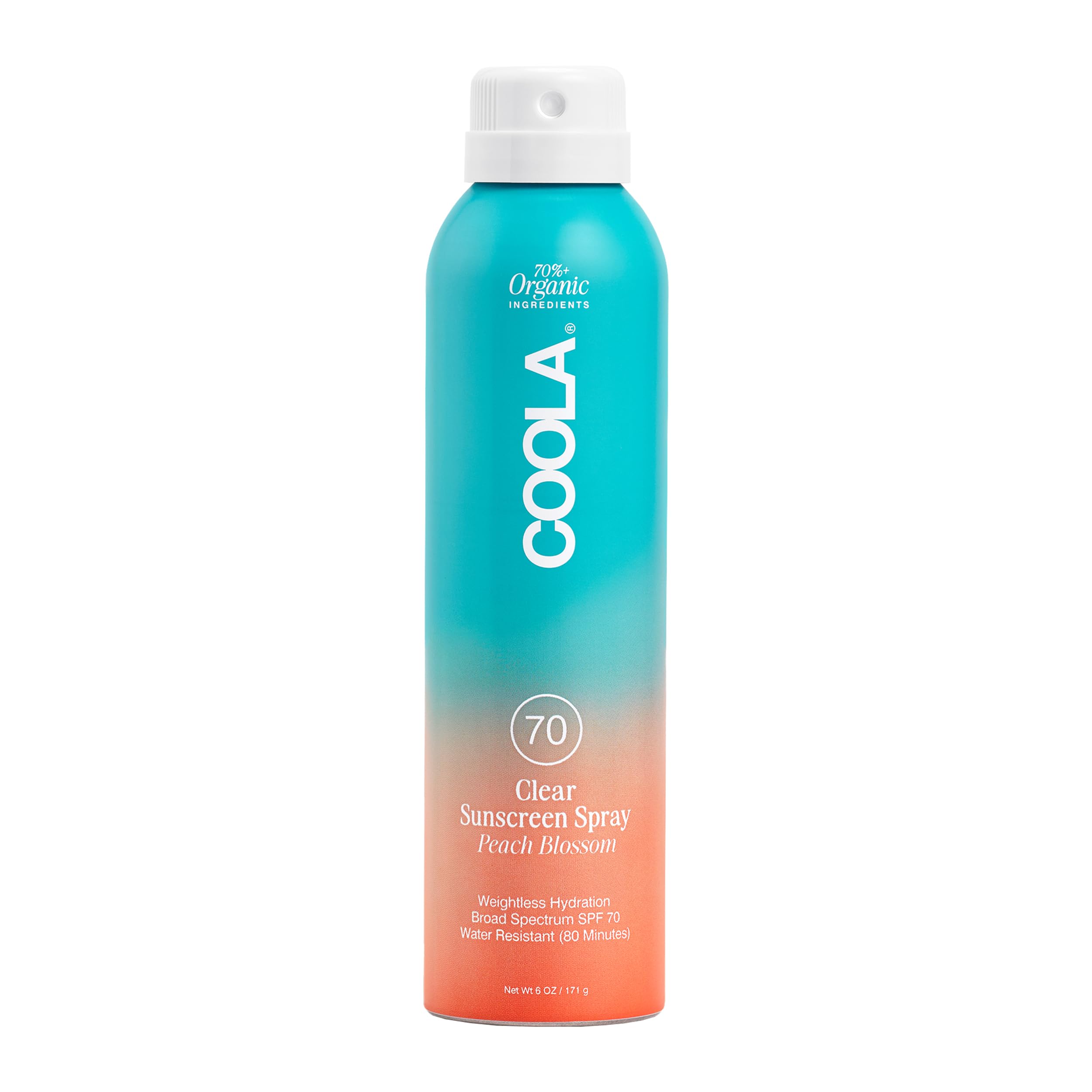 COOLA front packaging showing SPF 70 and peach blossom scent, easy recognition