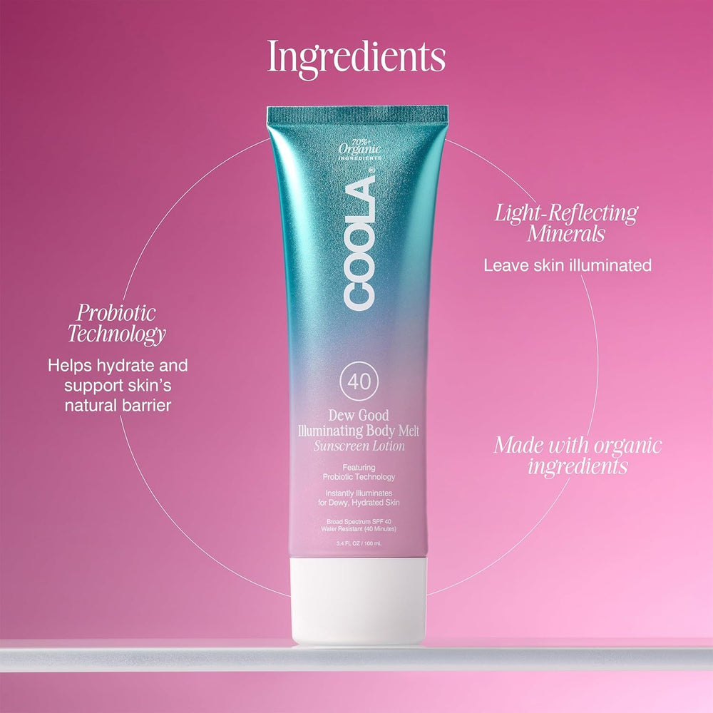 COOLA label detail highlighting Probiotic Technology and SPF benefit