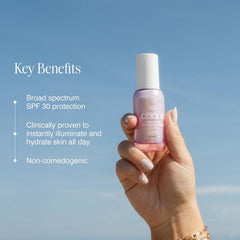COOLA applied on hand demonstrating immediate hydration boost