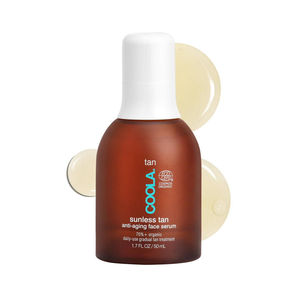 COOLA face serum front packaging showing bottle and label, clear product benefit
