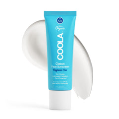 COOLA face sunscreen front packaging showing SPF 50 protection benefit