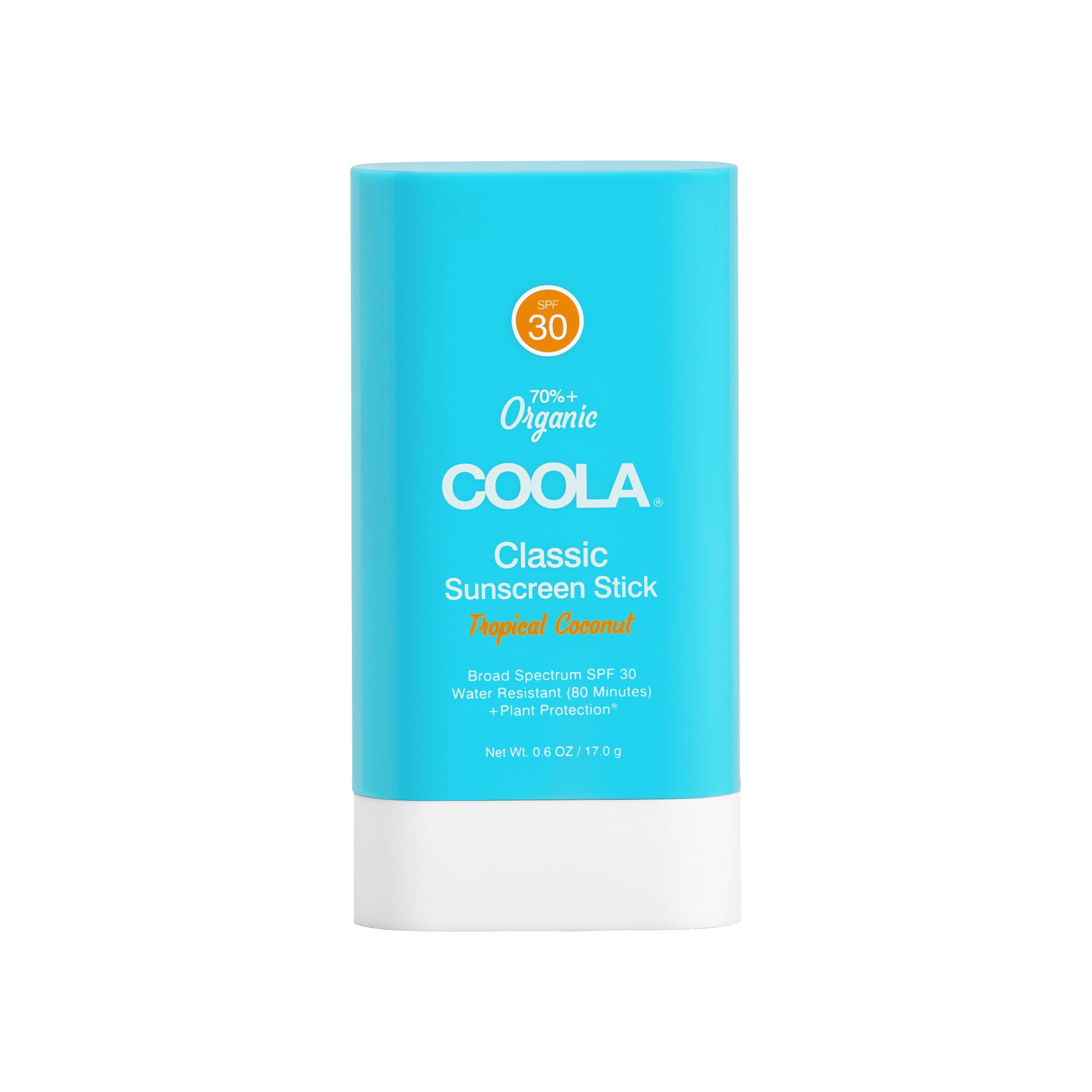 COOLA face sunscreen stick front packaging showing SPF 30 for travel convenience