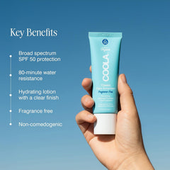 COOLA face sunscreen texture close-up showing lightweight moisturizing feel