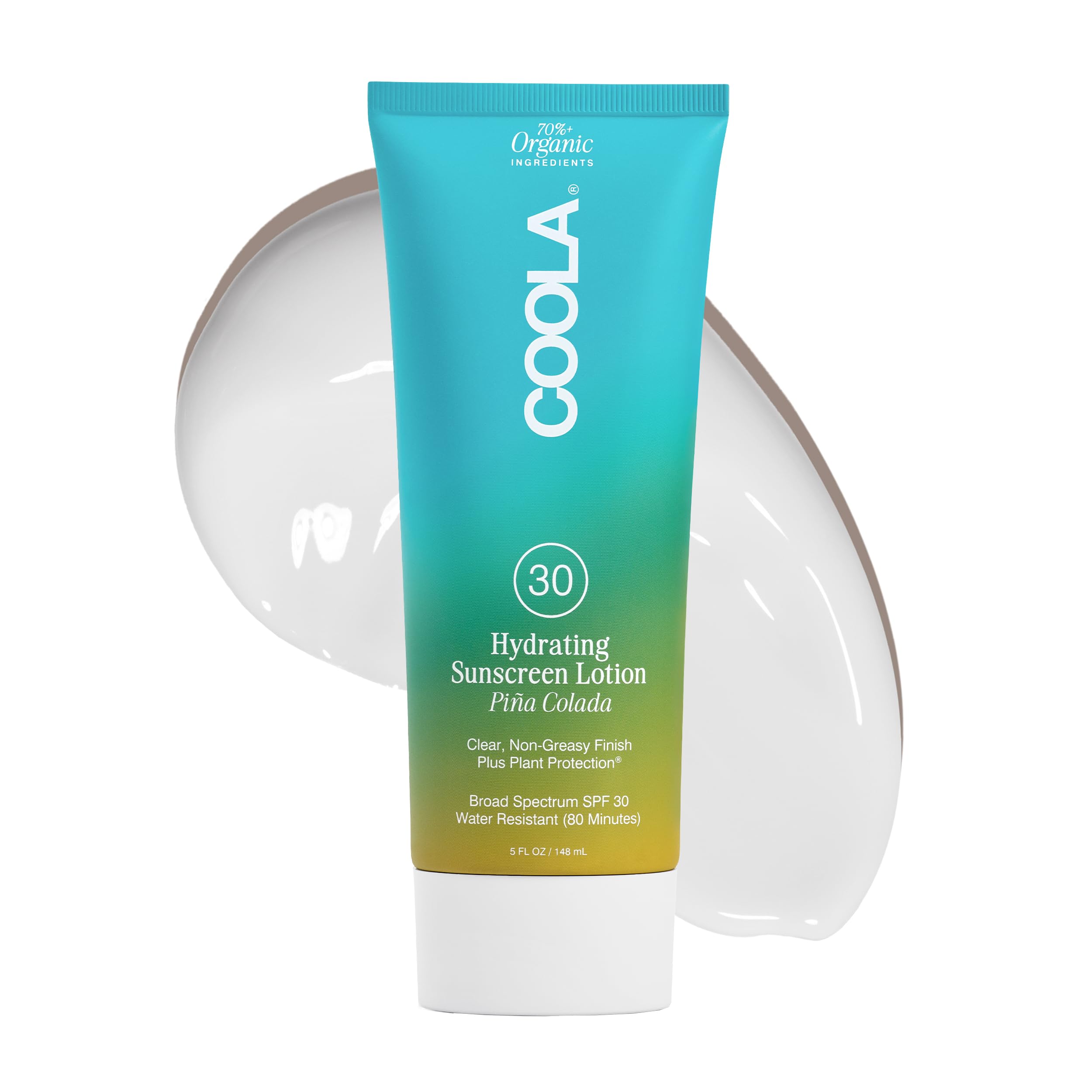 COOLA front bottle showing piña colada scent and SPF 30 for easy identification and appeal