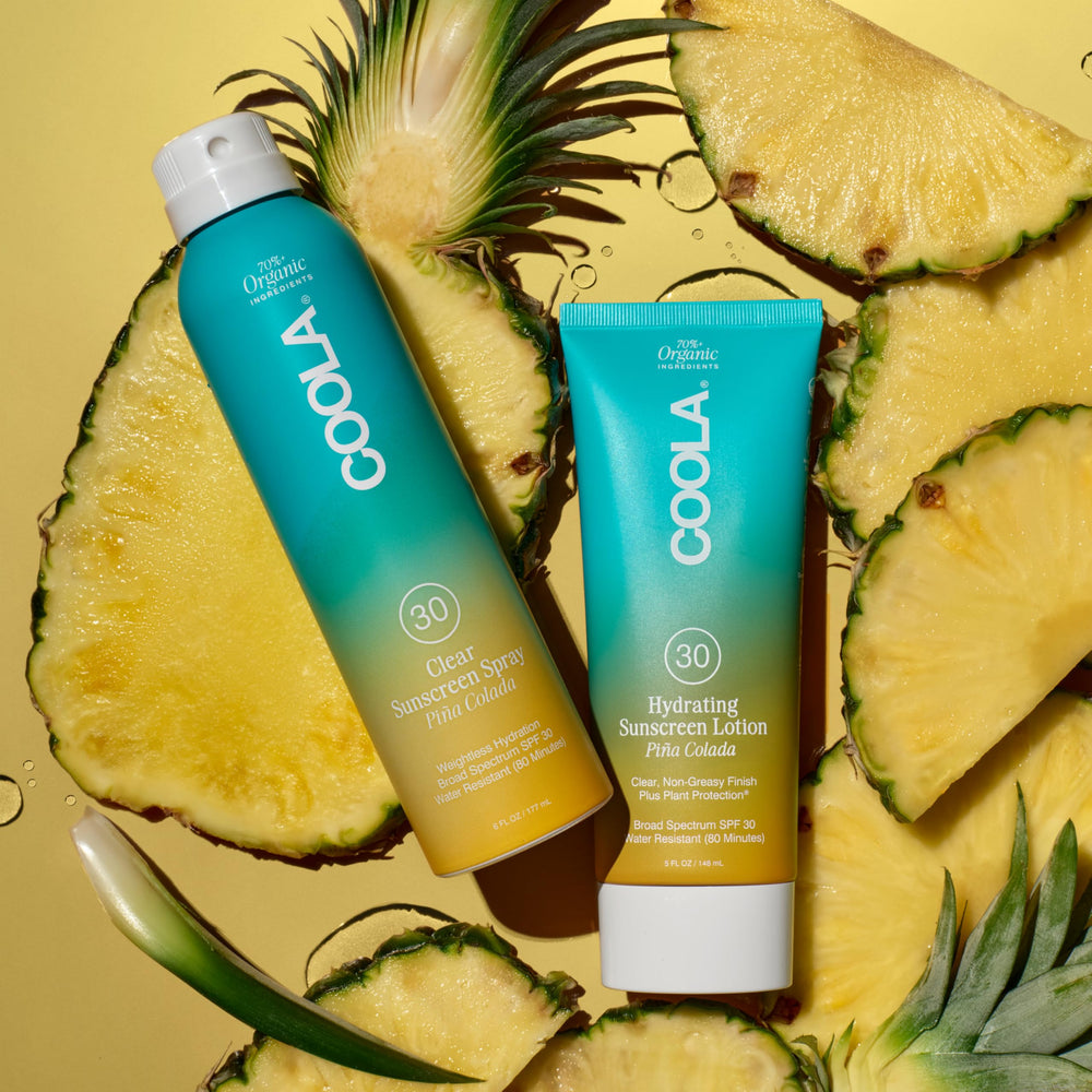 COOLA lotion spread on forearm showing sheer finish and hydrating benefit