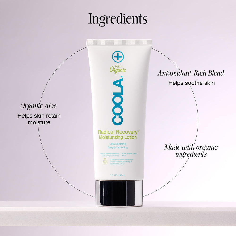 COOLA product staged on beach towel showing portable after-sun relief and refreshment