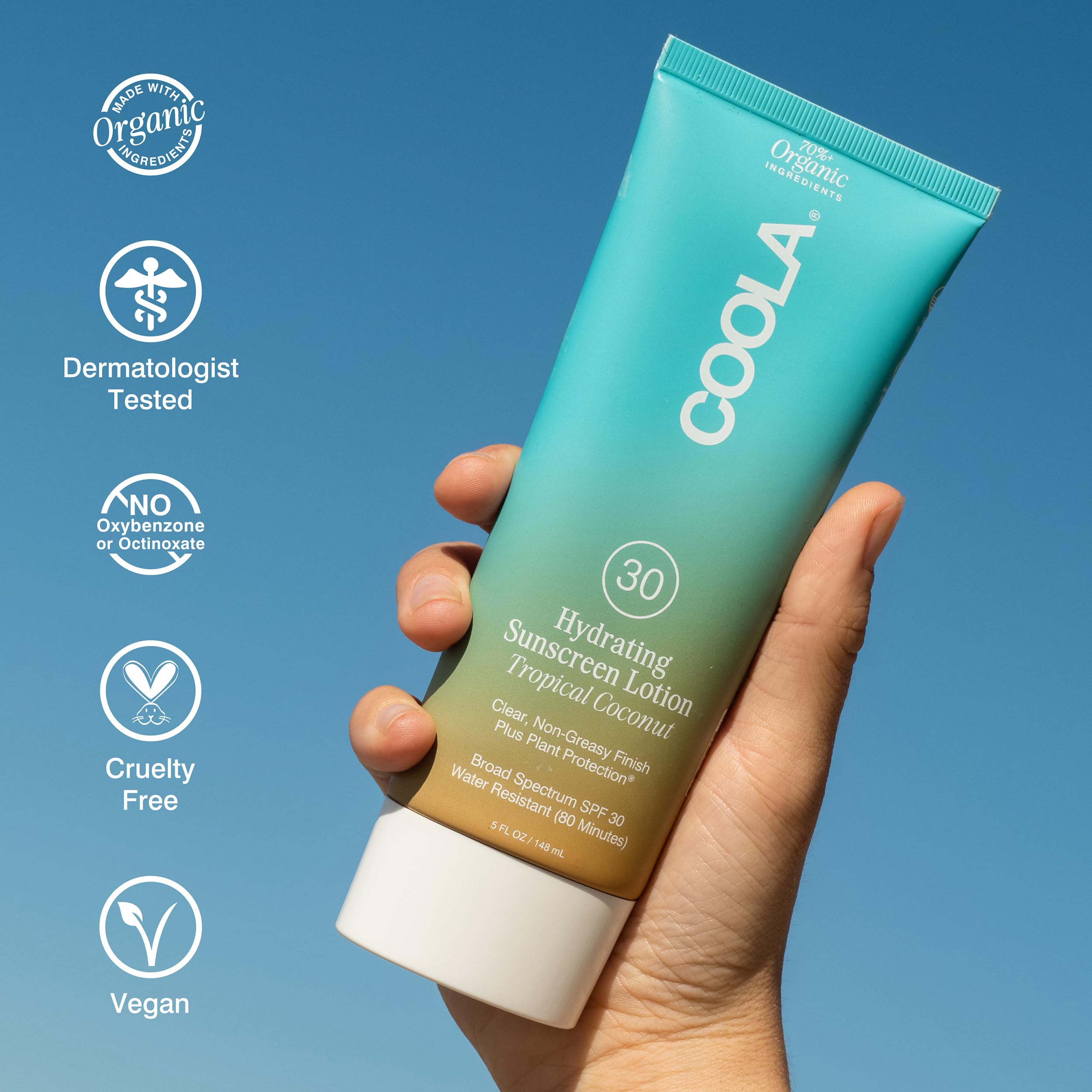 COOLA label highlighting reef-compliant and clean ingredients