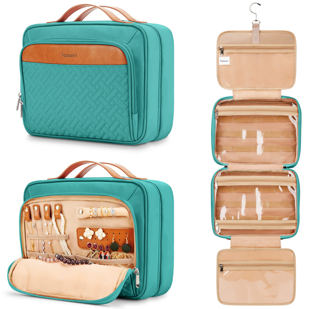 COOSKY front view showing organized compartments and compact profile benefit: organized packing