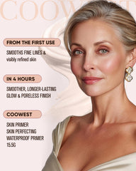 Coowest ingredient bottle with vitamin C and hyaluronic acid, highlights skin-support benefits