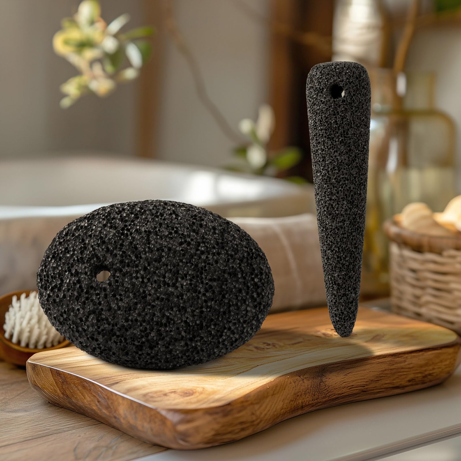 CopesFuda pumice stones hanging to dry after cleaning to prevent mildew