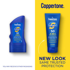 Coppertone SPORT single 3 fl oz bottle close-up highlighting portability and water resistance
