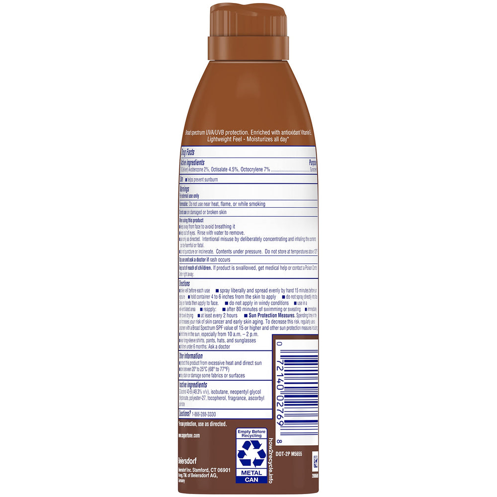 Coppertone label highlighting free-from ingredients for sensitive skin benefit
