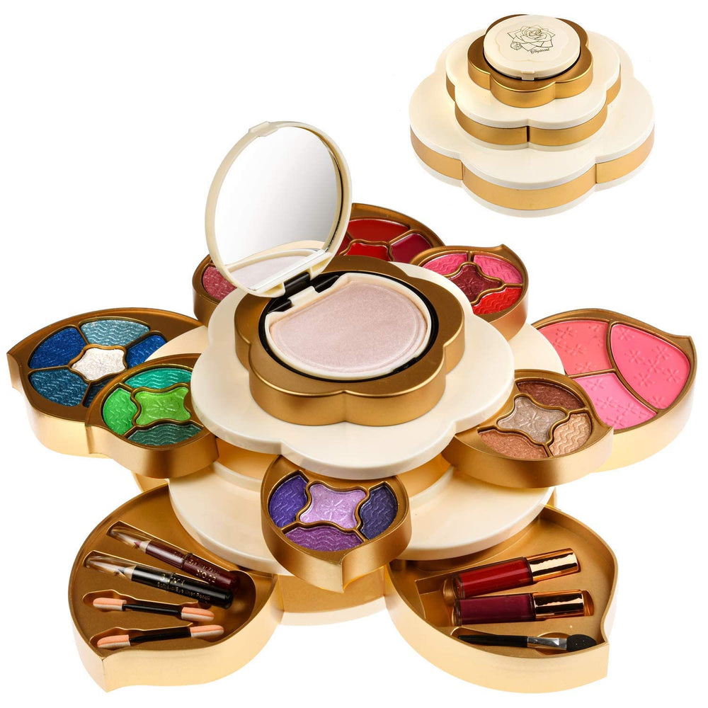 CoralBeau flower palette front view showing included shades and mirror for easy use