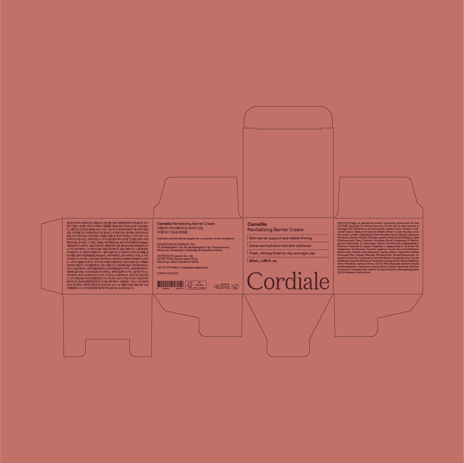 CORDIALE label closeup showing ingredient list and transparency benefit