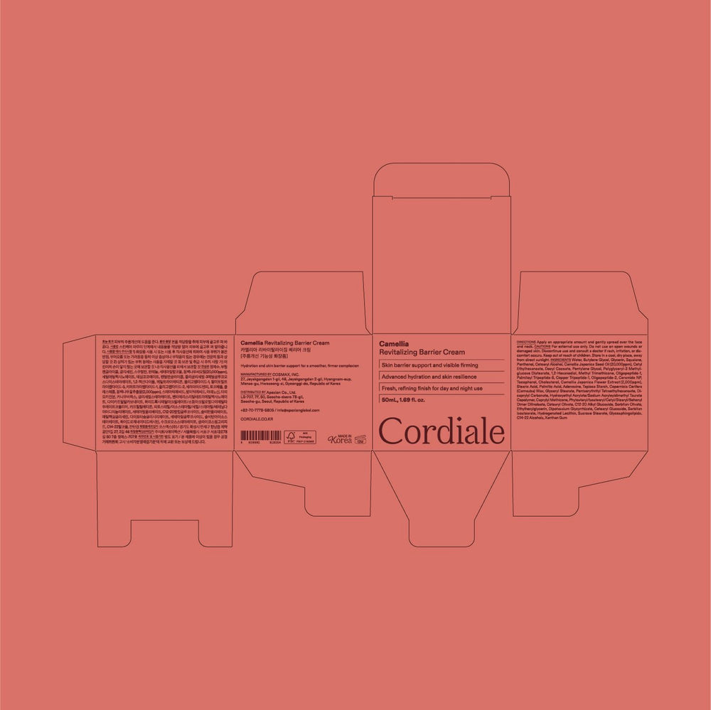 CORDIALE label closeup showing ingredient list and transparency benefit