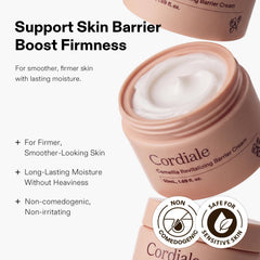 CORDIALE open jar texture on spoon showing fast‑absorbing cream benefit