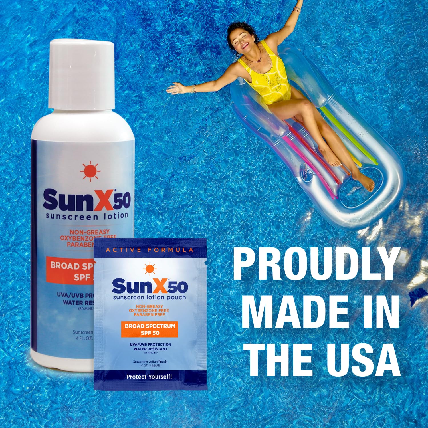 CoreTex Sun X 50 by pool lifestyle image illustrating water-resistant performance