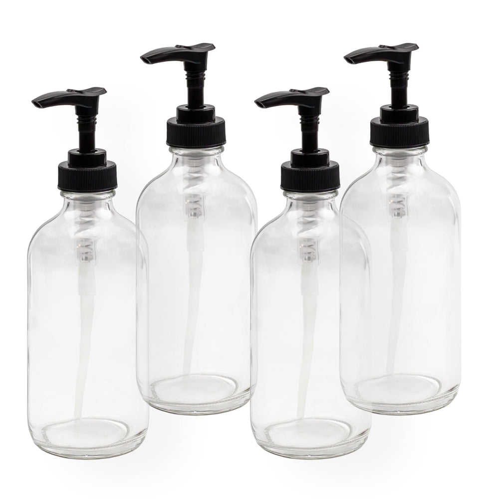 Cornucopia Brands clear glass bottles front view showing elegant dispensing