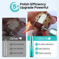 COSLUS C40 handpiece close-up highlighting pen-shaped grip for precise control