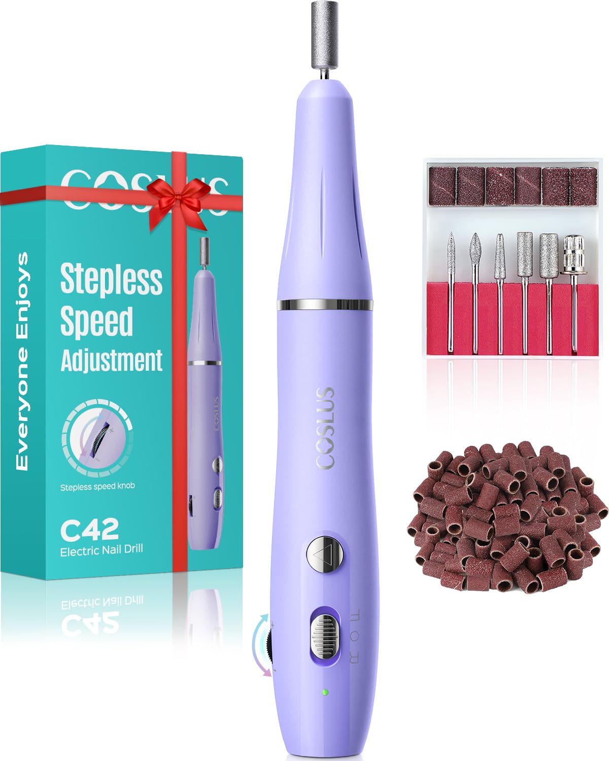 COSLUS front view of purple C42 drill showing compact design and portability