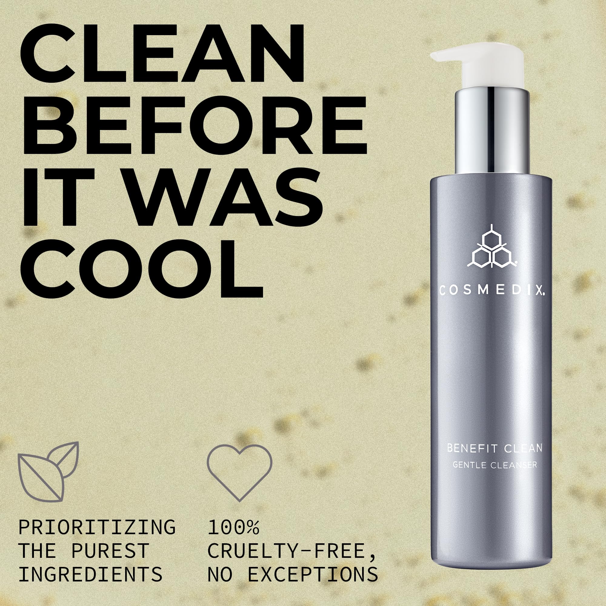 COSMEDIX before and after cleanse demonstrating clearer balanced skin