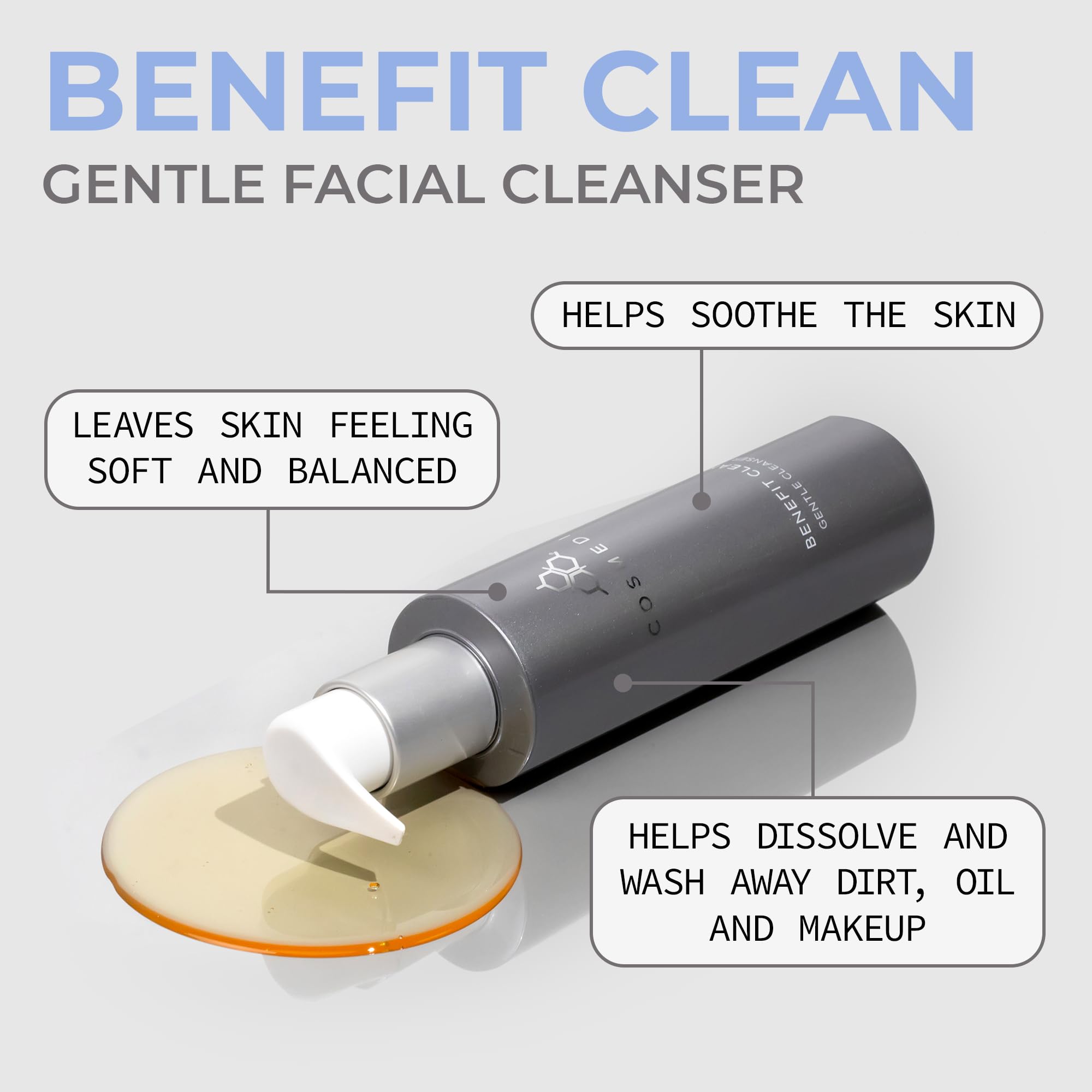 COSMEDIX pump and label detail highlighting ingredient clarity and trust