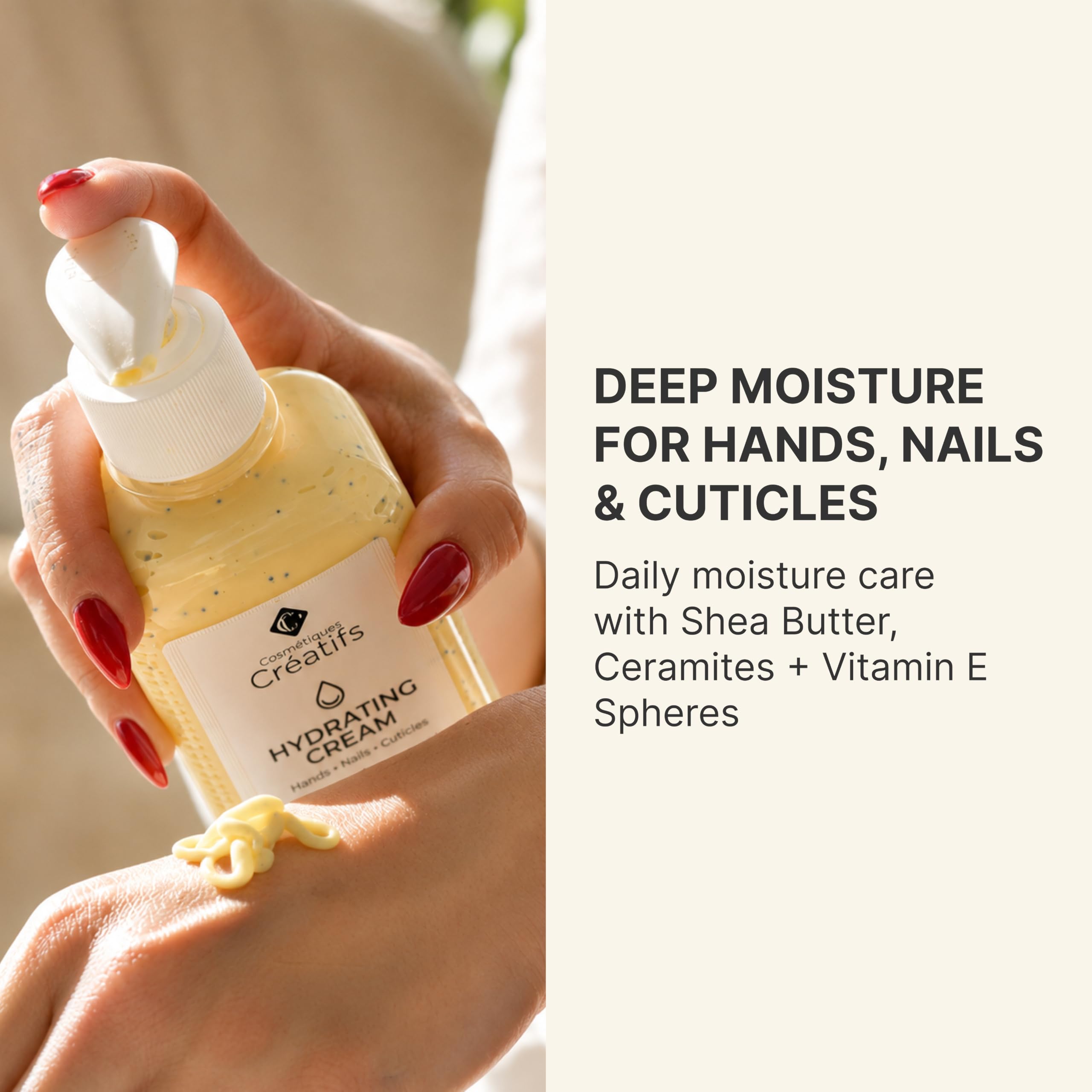 Cosmétiques Créatifs close-up of shea butter texture illustrating rich moisturization benefit