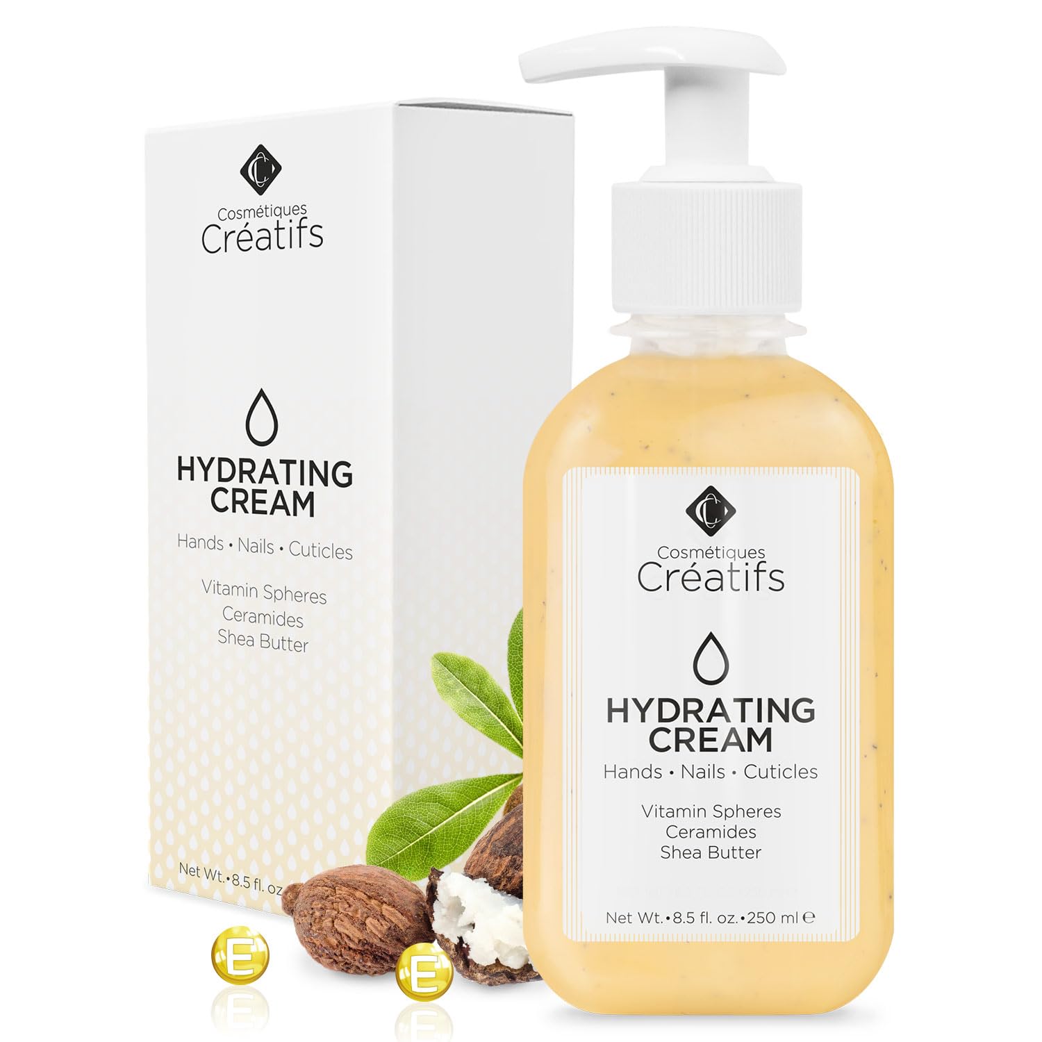 Cosmétiques Créatifs pump bottle front view showing packaging and easy dispensing benefit