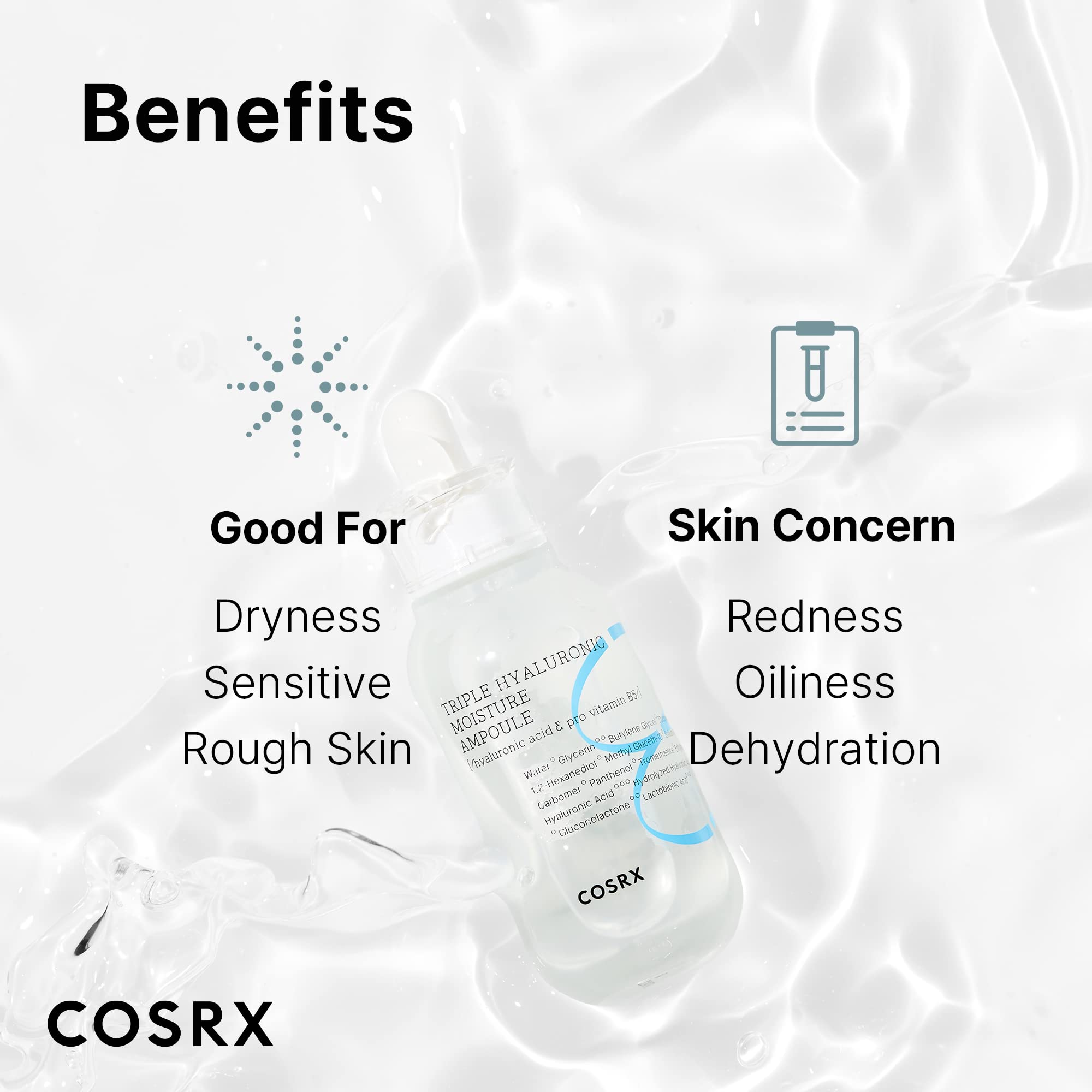 COSRX applying ampoule to face demonstrating layering and immediate moisture