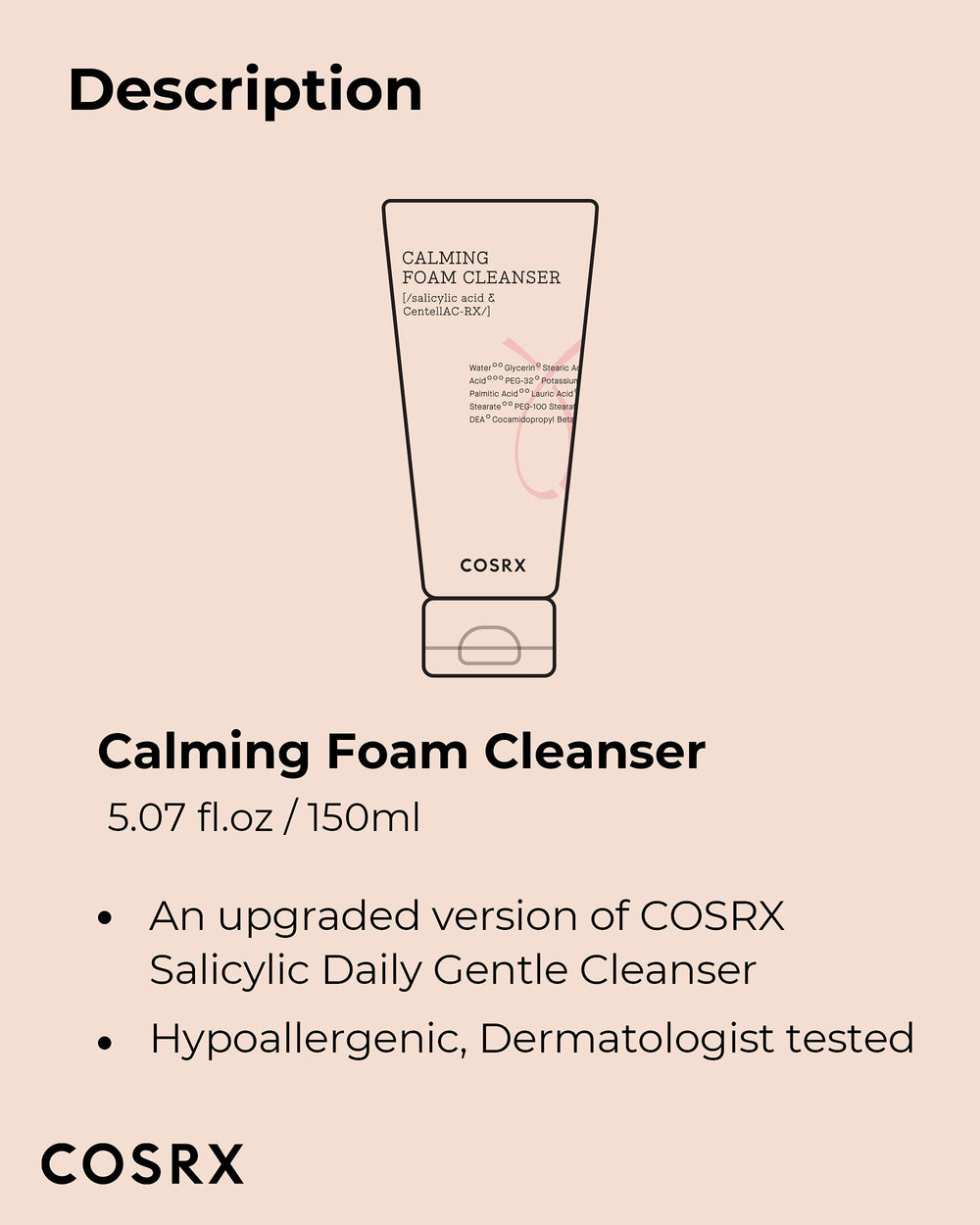 COSRX bottle next to hand for scale showing 5.07 fl. oz travel-friendly size