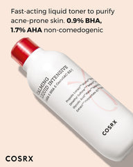 COSRX close-up label highlighting active AHA and BHA benefits